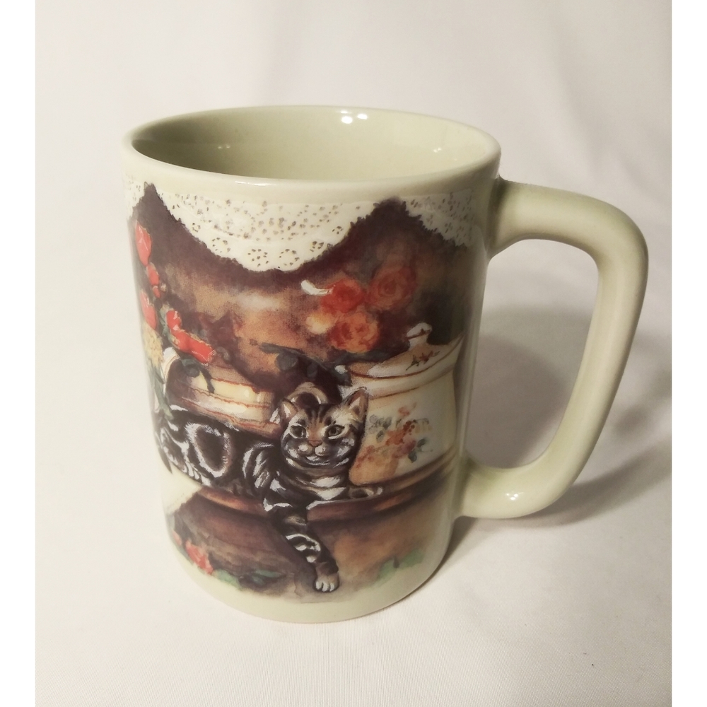 Otagiri Japan Mug Cats Roses Fraser Collection